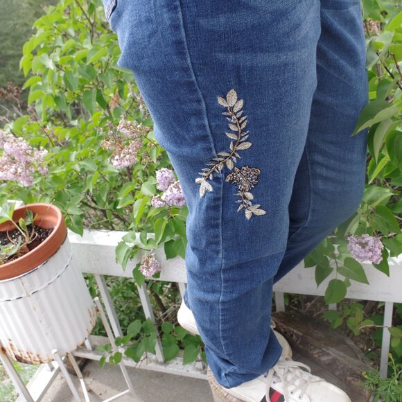Embroidered Simon Chang Women's Jeans High Waisted - Picture 3 of 6